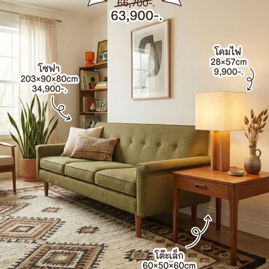 🔹️✨️ตกแต่งห้อวนั่งเล่นในสไตล์ Mid-century แบบครบชุด 🔹️✨️ 📌...