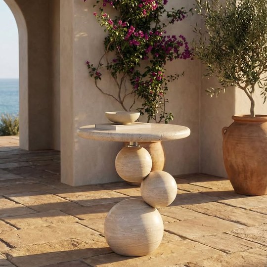 Italian Design - Minimalist side table, natural stone 📌45x...