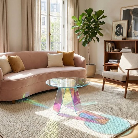Shimmer Side table - Minimalist Italian design 📌Tempered g...