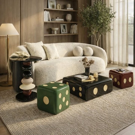 โต๊ะกลาง / โต๊ะข้าง ดีไซน์ลูกเต๋า (Dice Design Table) หรูห...