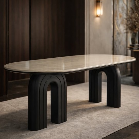 Modern Oval Dining Table ดีไซน์ขาโค้งทรงสถาปัตยกรรม ผสานท็...