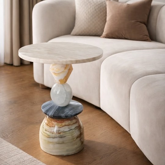 Stone Sculpture Side Table — ความงามของหินธรรมชาติในรูปแบบ...