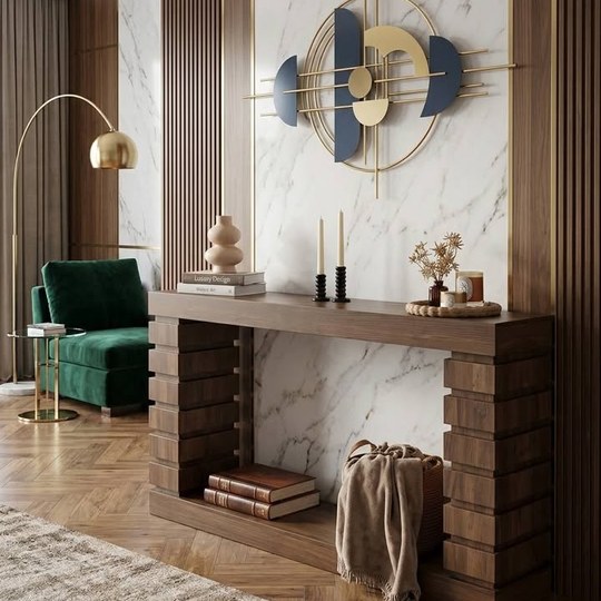 🔸️🔹️Console table - งานไม้แท้ดีไซน์แข็งแรง ให้ความรู้พรีเม...