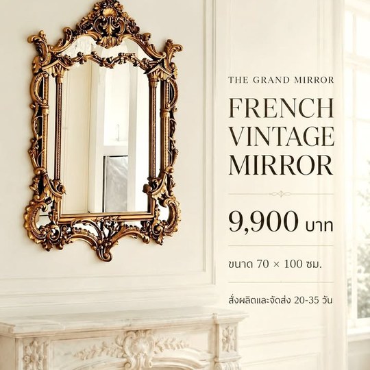 กระจก French Vintage กรอบทองแกะสลัก เติมความโดดเด่นให้ผนัง...